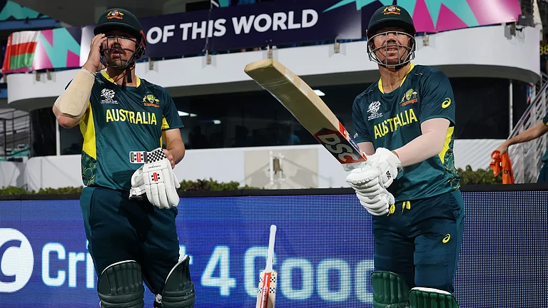 David Warner and Travis Head opened the batting for Australia against Oman in their T20 World Cup 2024 clash in Barbados. - Photo: Cricket Australia
