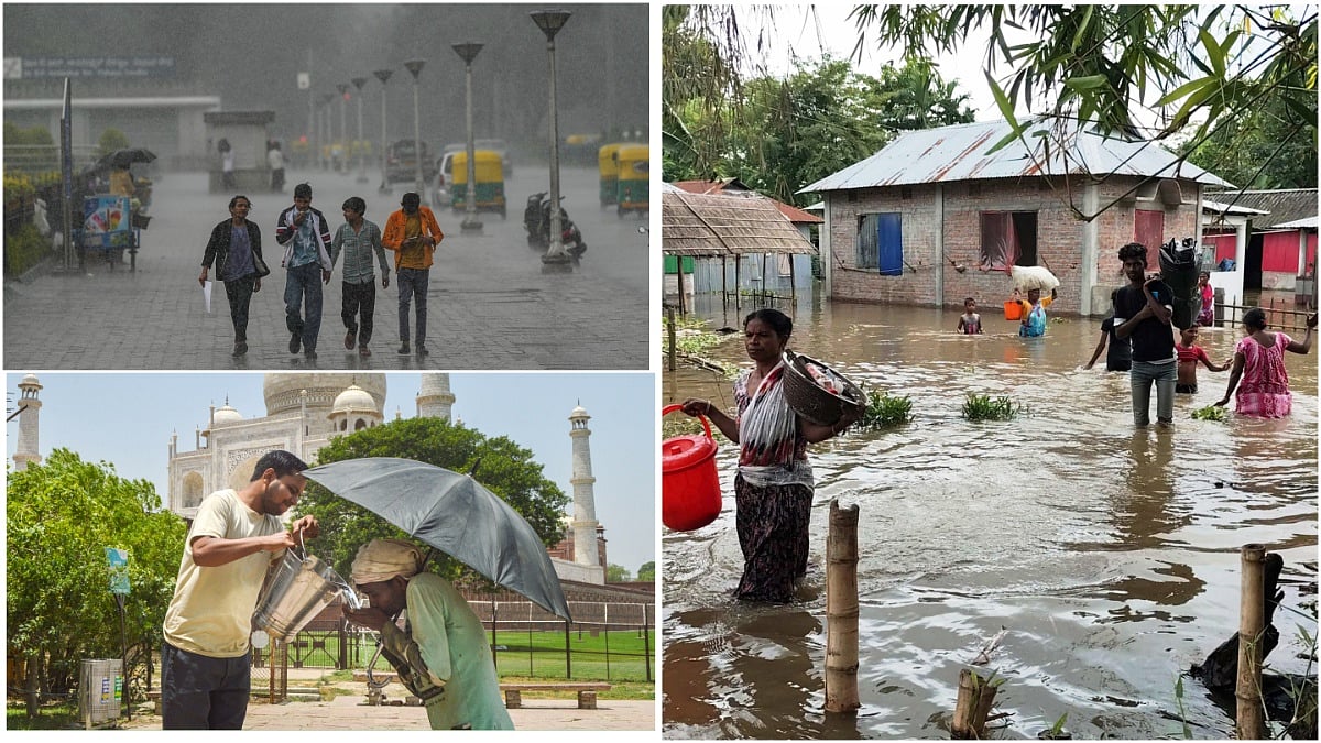 PTI : Visuals of heatwave, rainfall from across India. 