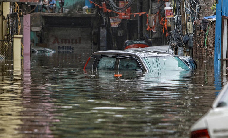 PTI : Deluged area of Delhi due to continous rains |