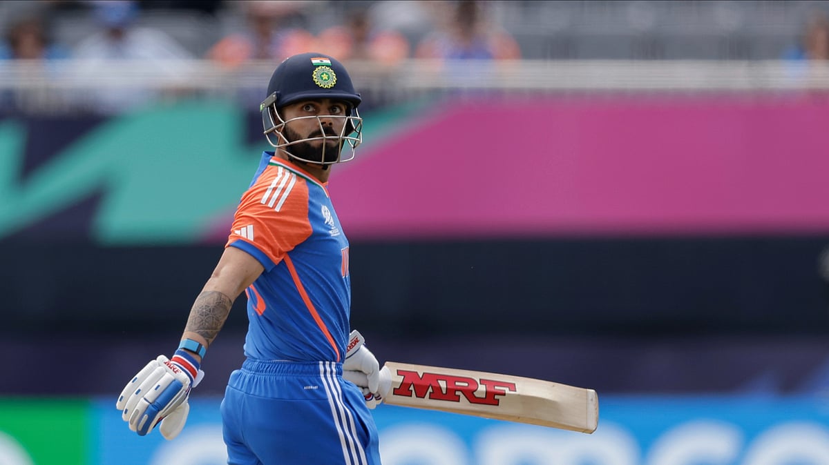India's opening batsman Virat Kohli walks off the pitch after being dismissed for one run during an ICC Men's T20 World Cup cricket match against Ireland at the Nassau County International Cricket Stadium in Westbury, New York, Wednesday, June 5, 2024. -  (AP Photo/Adam Hunger)