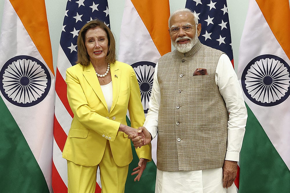 Narendra Modi with Nancy Pelosi in Delhi