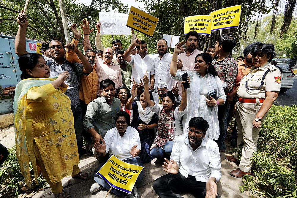 AAP protest against NEET 2024 exam results