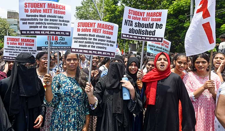 Students protesting against NEET exam irregularities - | Photo: PTI