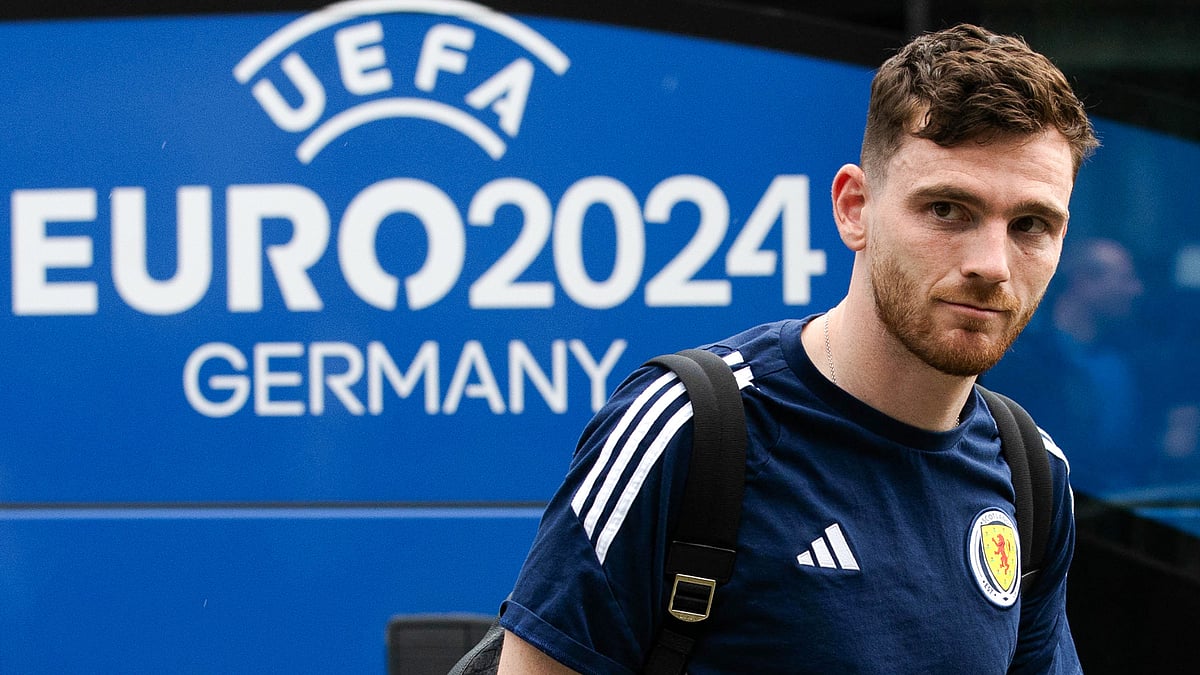 Andy Robertson was forced off from Scotland's first training session in Germany
