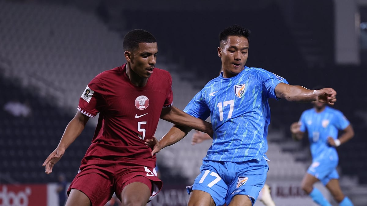 A glimpse from India vs Qatar FIFA World Cup qualifier match.  - X | Indian Football Team 