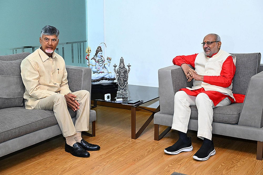 TDP Chief Chandrababu Naidu with C. P. Radhakrishnan