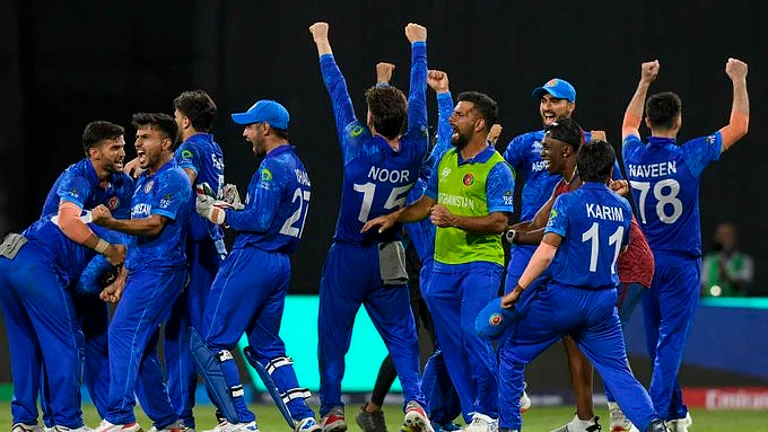 Afghanistan won by 8 runs against Bangladesh. - T20WorldCup/X