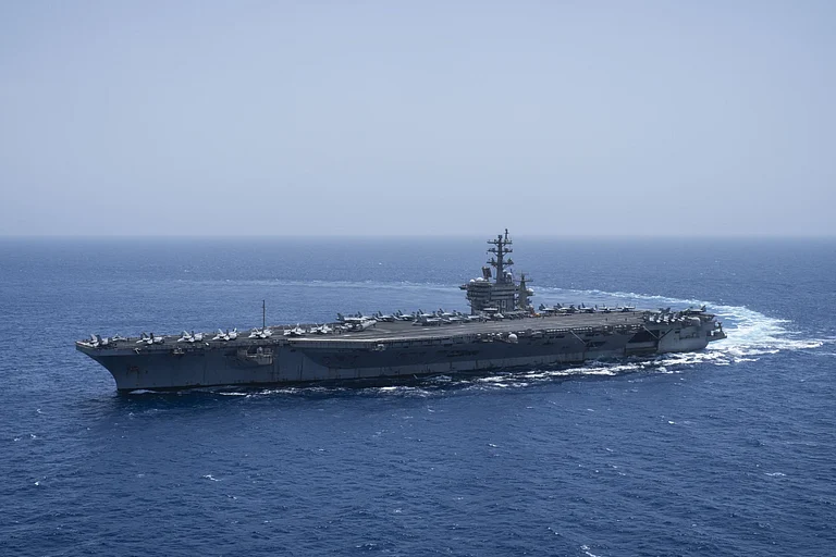 The US aircraft carrier Dwight D. Eisenhower also known as 'IKE' sails in Red Sea | - AP