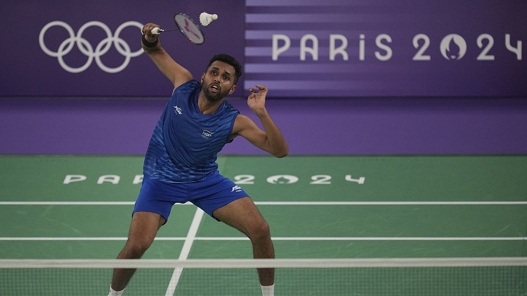 India's HS Prannoy in action during his men's singles group K match against Germany's Fabian Roth at Paris Olympic Games 2024. - AP