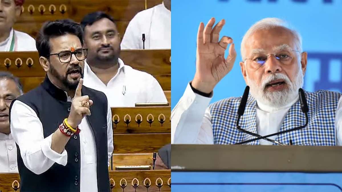 PTI : Union Minister Anurag Thakur (L) and PM Narendra Modi (R)