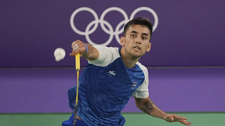 Lakshya Sen in action during his group L match against Jonatan Christie at Paris Olympic Games 2024 on Wednesday (July 31). - Photo: AP