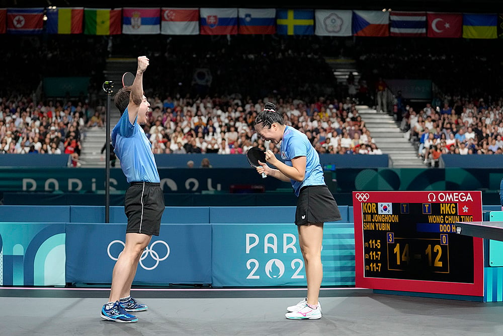 2024 Paris Summer Olympics Day 4 Photo Gallery_Mixed doubles bronze medal table tennis