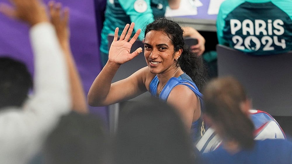 | Photo: PTI/Ravi Choudhary : India's PV Sindhu after  match against Estonia's Kristin Kuuba
