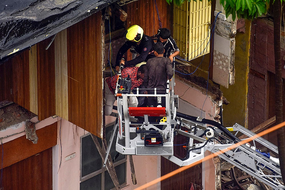 Rescue work underway after Part of building collapsed in Mumbai