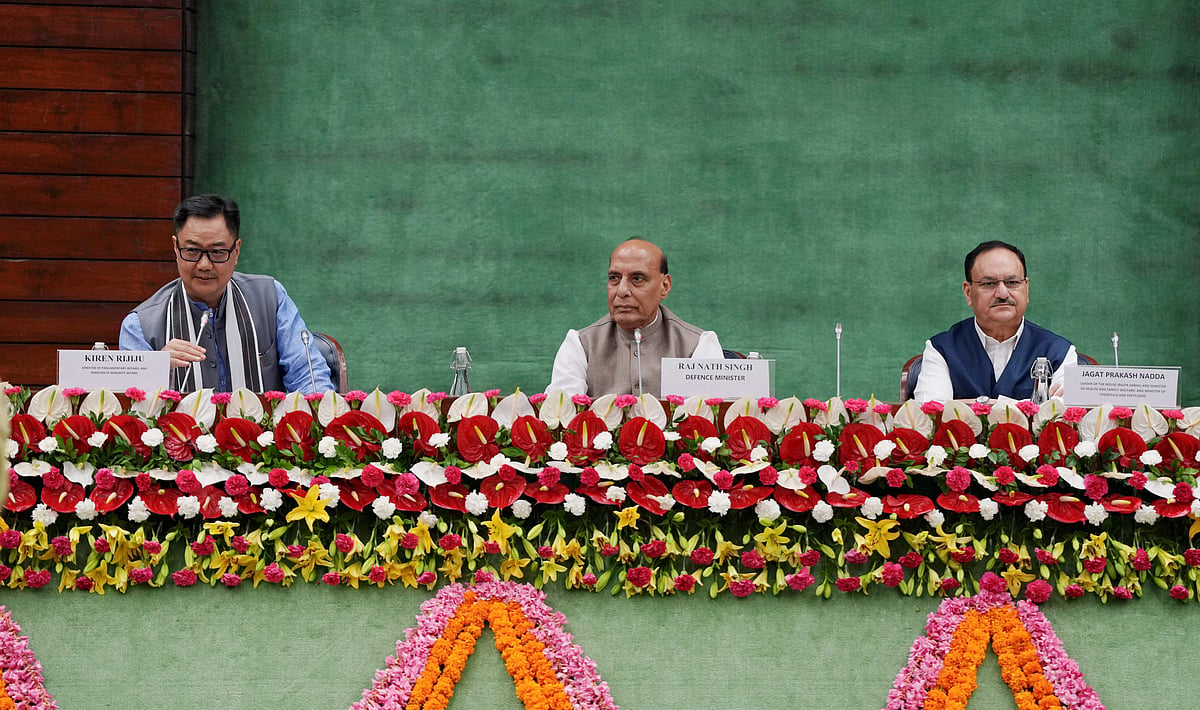 Union Ministers Rajnath Singh, Kiren Rijiju and JP Nadda