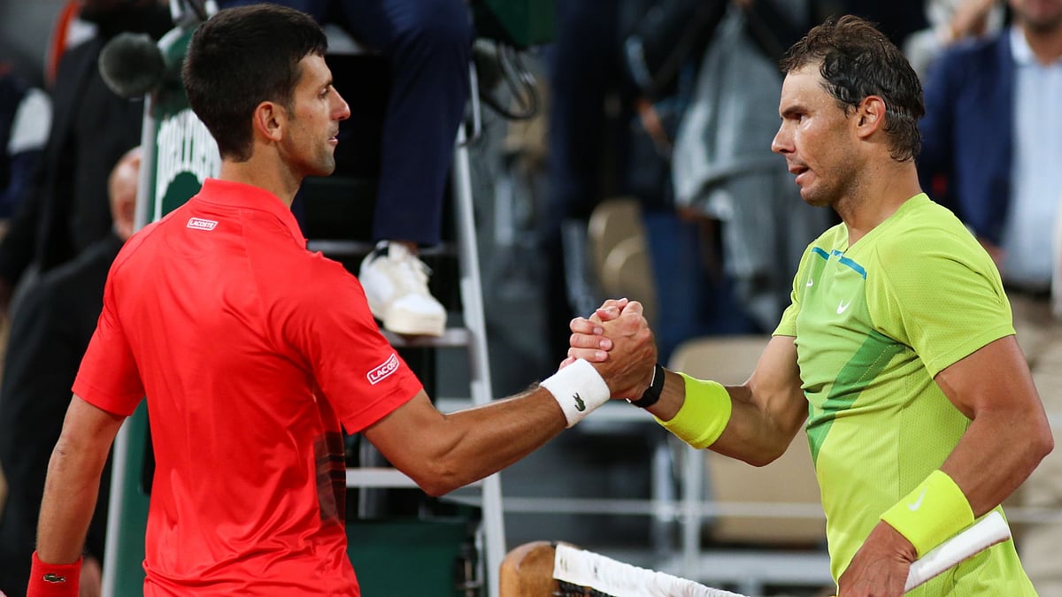 Nadal (right) and Djokovic will do battle once more at Roland-Garros