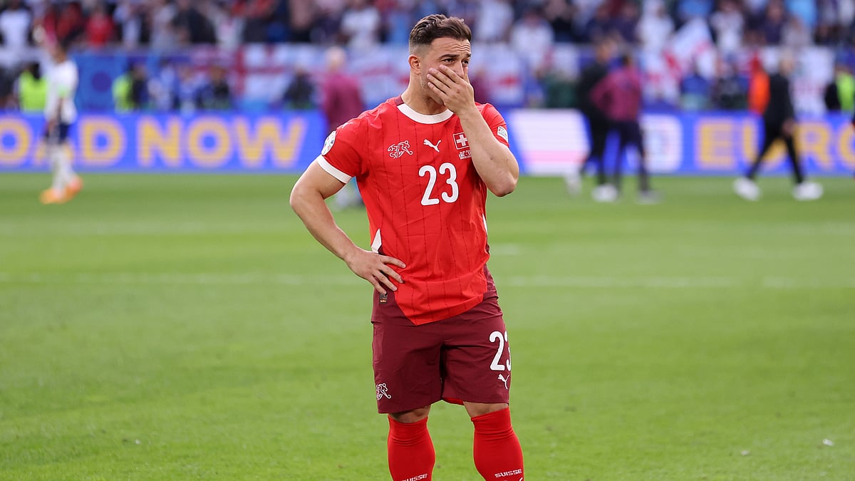Xherdan Shaqiri looks dejected after Switzerland's Euro 2024 exit