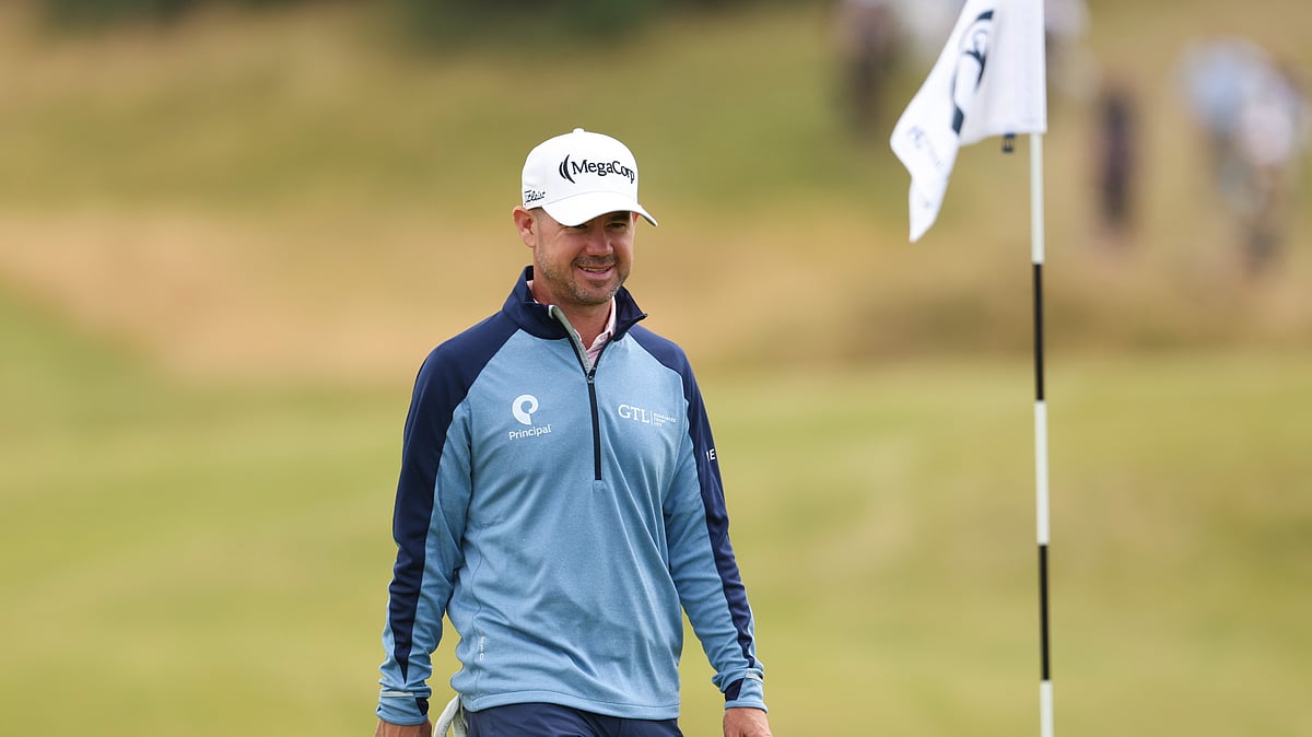Brian Harman of the United States walks on the 10th green during a practice round ahead of the British Open Golf Championships at Royal Troon Golf Club in Troon, Scotland. - AP Photo/Peter Morrison
