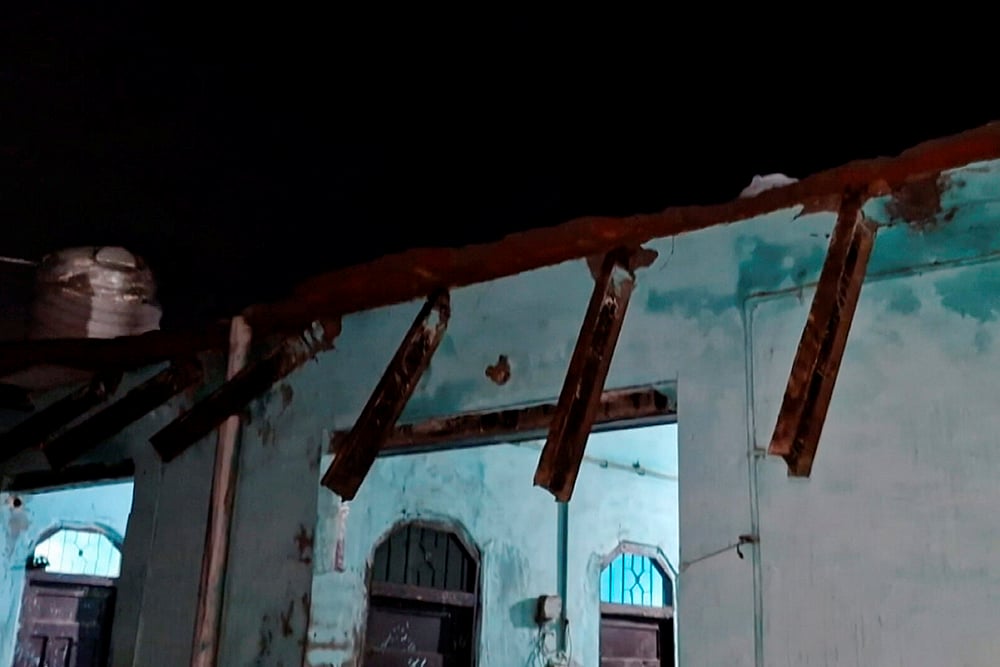 Balcony of a house damaged in Faridabad