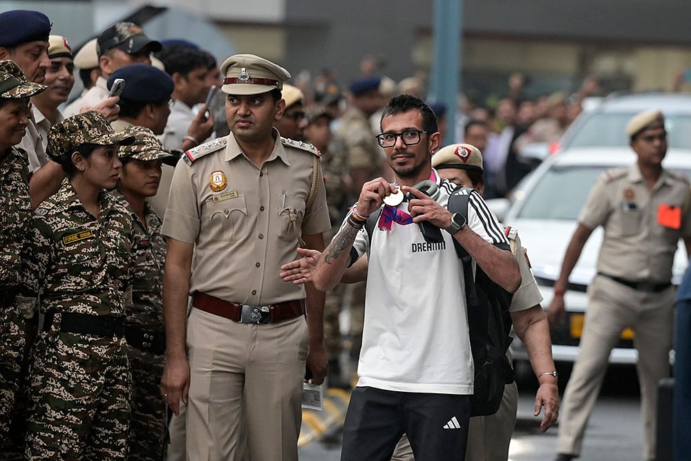 Yuzvendra Chahal at New Delhi airport