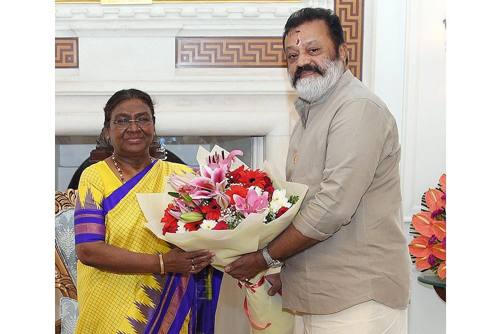 Keralas BJP MP Suresh Gopi with Droupadi Murmu