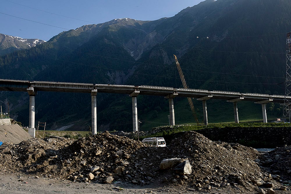 Flyover construction on the way to Zojila Pass in Sonamarg in Kashmir