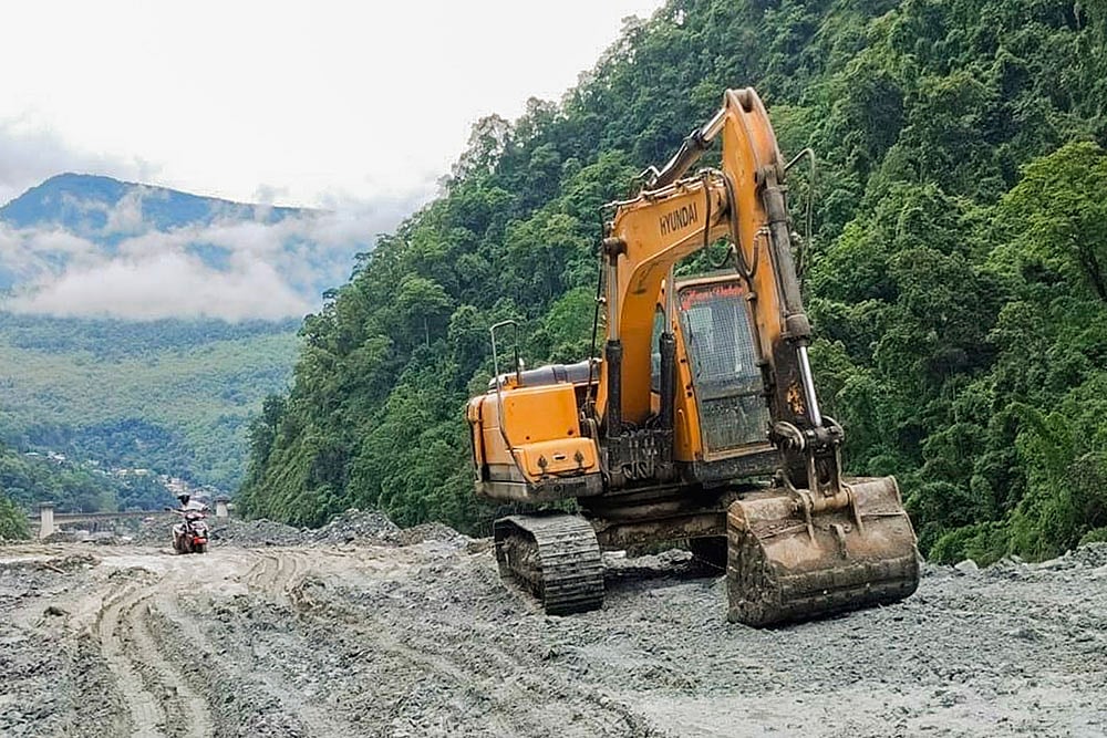 Landslide due to rains