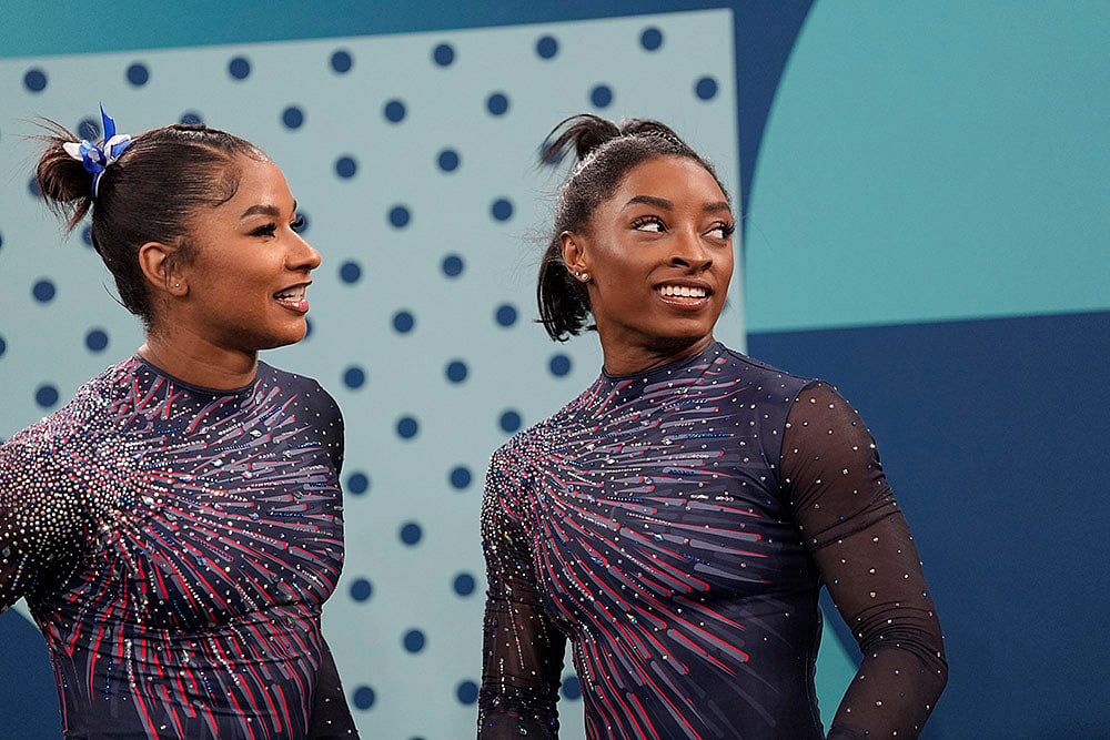 2024 Paris Summer Olympics_Artistic Gymnastics Training Jordan Chiles and Simone Biles _4