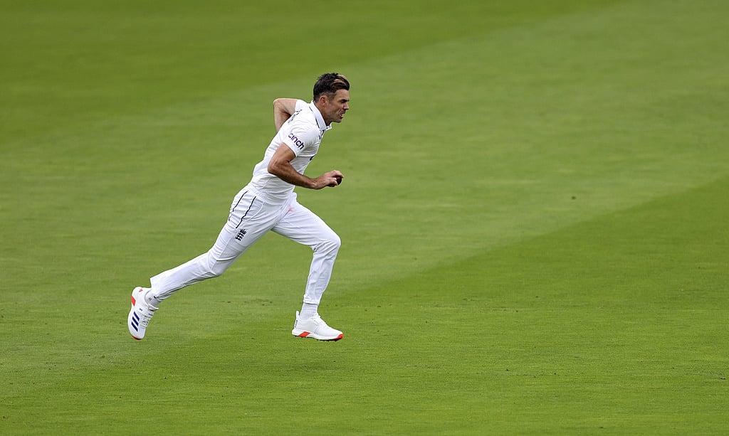 England legend James Anderson in action during his farewell Test, against West Indies at Lord's. - AP