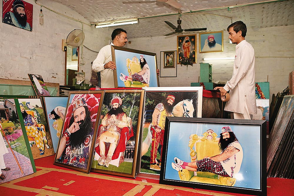 Photo: Sanjay Rawat : Fan Following: A shop in Sirsa, Haryana, selling photo frames of Gurmeet Ram Rahim Singh 