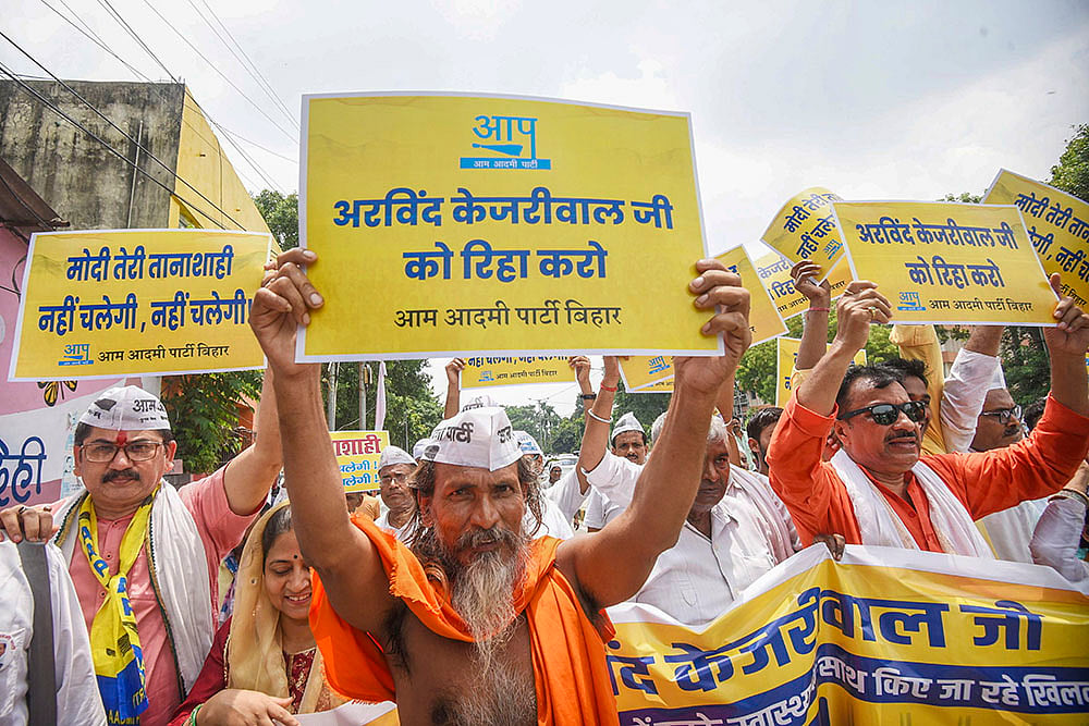 Aam Aadmi Party activists protest over Kejriwals health
