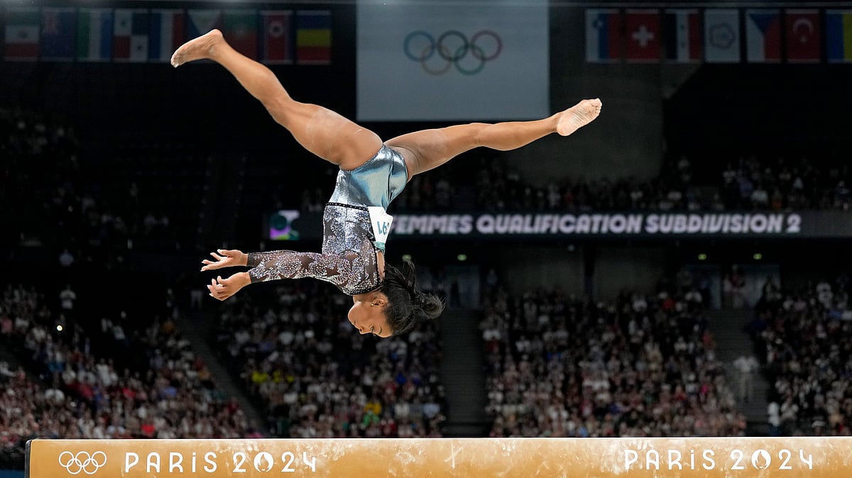 Simone Biles USA At Paris Olympics 2024 AP photo