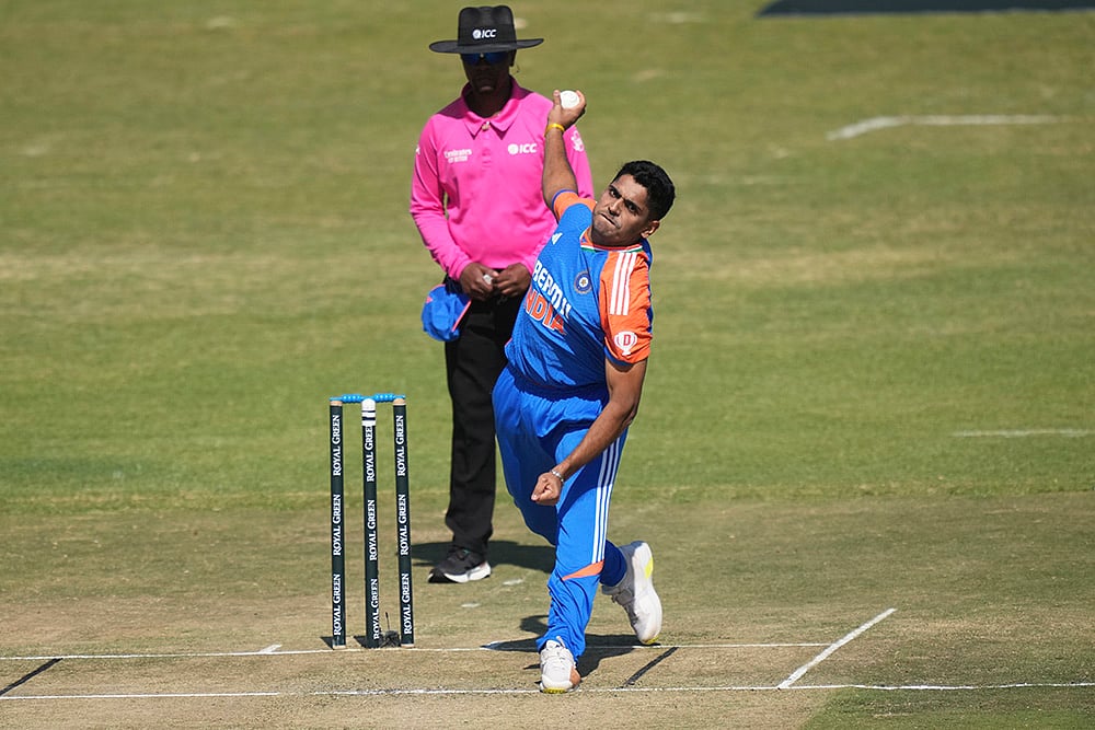 Tussar Deshpande during Zimbabwe vs India 4th T20I Cricket photo gallery_10