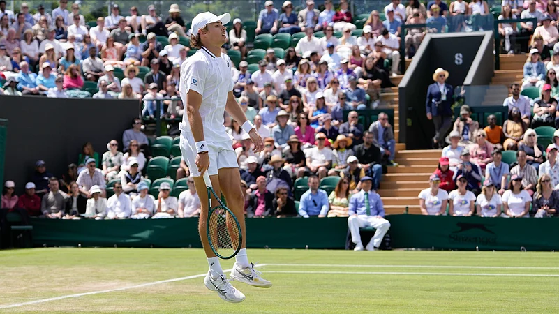 Alex de Minaur of Australia reacts during his second-round match against Jaume Munar of Spain at the Wimbledon. AP Photo
