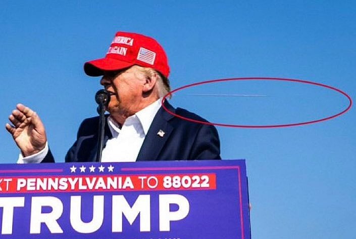 An image has been doing the rounds showing the bullet that hit Donalt Trumps ears during a rally on Saturday