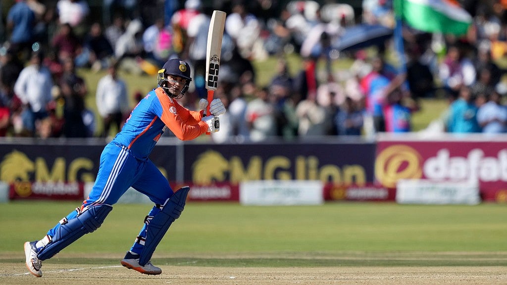 India's Abhishek Sharma bats during IND vs ZIM, 2nd T20I in Harare. - AP/Tsvangirayi Muikwazhi