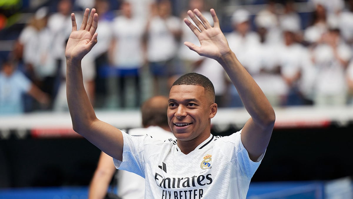 Kylian Mbappe was presented to the Real Madrid fans at the Bernabeu.