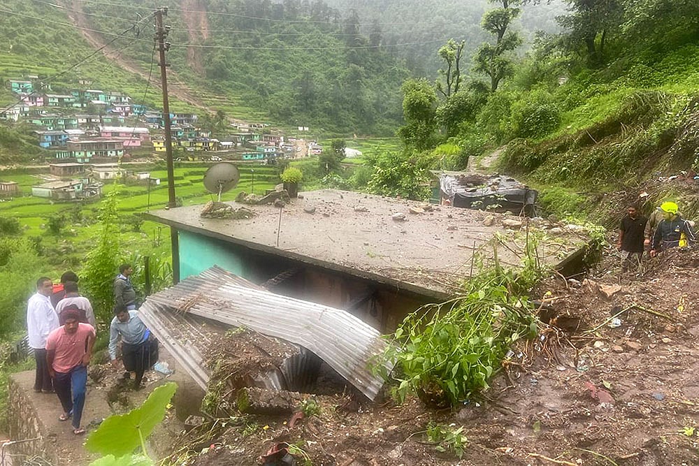 Rescue work underway following a landslide at Tehri Garhwal 