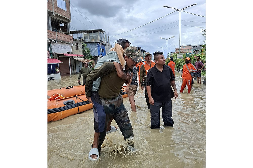 Assam Rifles rescued flood stranded people in Imphal East