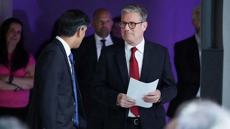 AP : Labour Party leader Kier Starmer with his Conservative counterpart Rishi Sunak | 