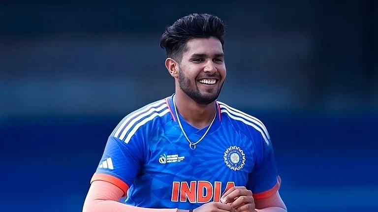 Harshit Rana, who bowled at brisk pace got rid of opener Subham Mandal (0) and Abhishek Thakuri (0) in a space of three deliveries in his third over. - Photo: X/ @CricCrazyJohns