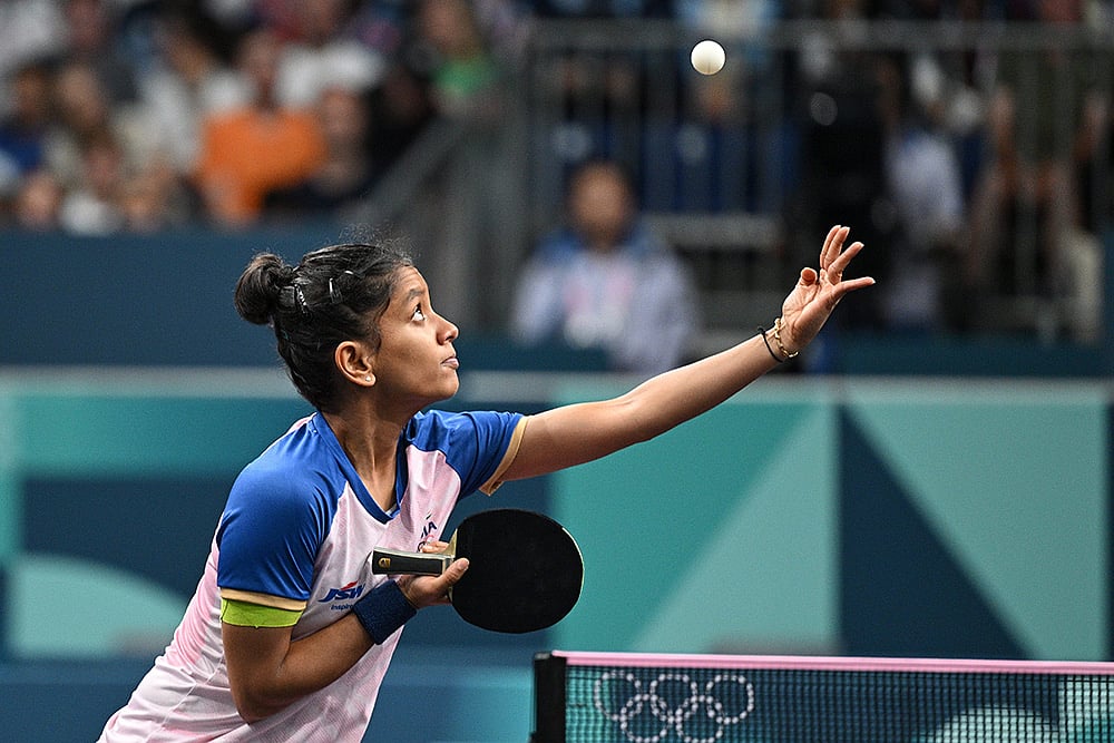 Akula Sreeja during Women Singles Table Tennis