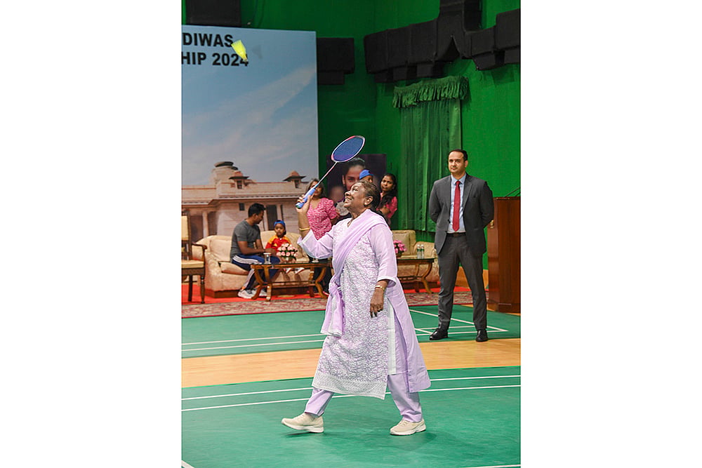 President Droupadi Murmu plays badminton