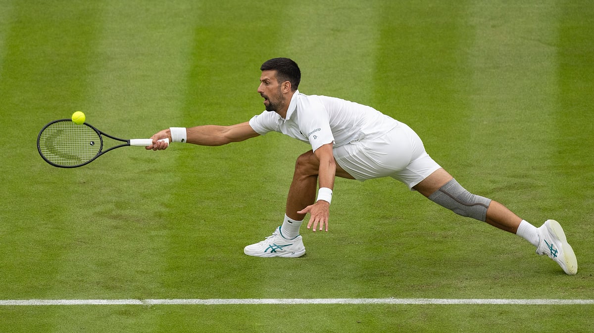 X/Wimbledon : Wimbledon 2024: Novak Djokovic in action.