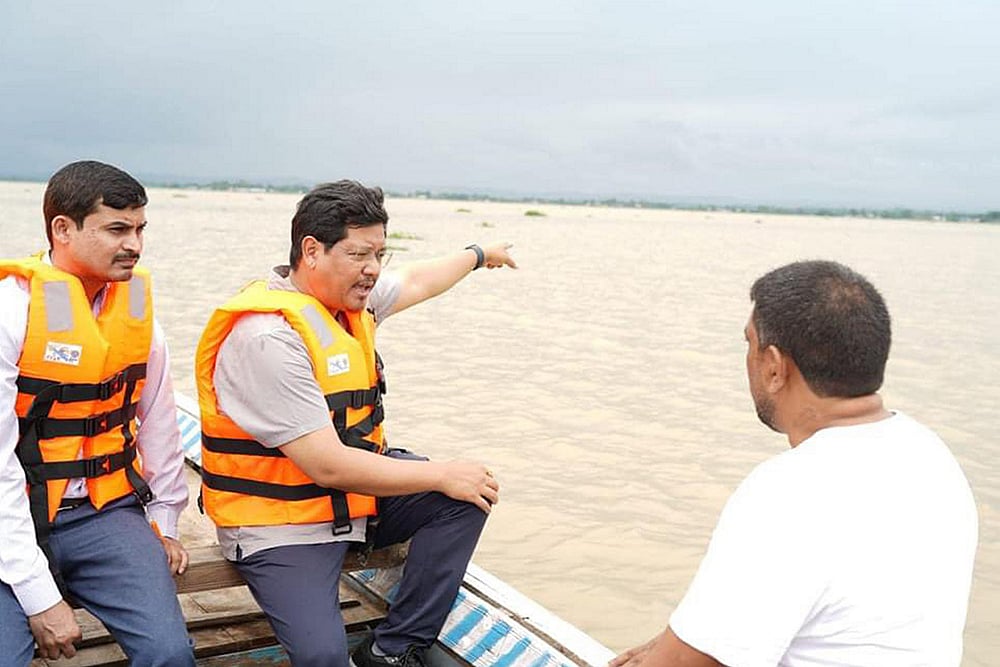 Meghalaya Chief Minister  Conrad K. Sangma visits the flood-affected areas
