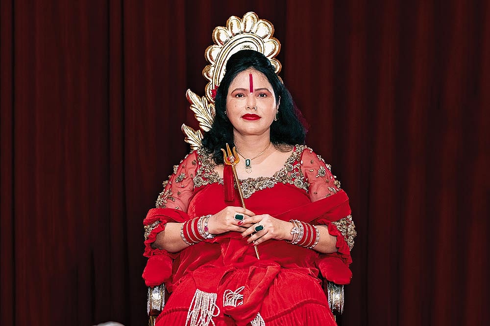 Photo: Romana Manpreet : Ready For Darshan: Radhe Maa at her residence in Mumbai