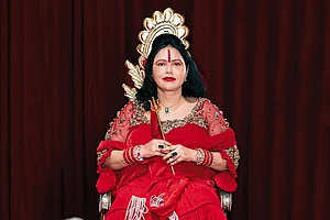 Photo: Romana Manpreet : Ready For Darshan: Radhe Maa at her residence in Mumbai