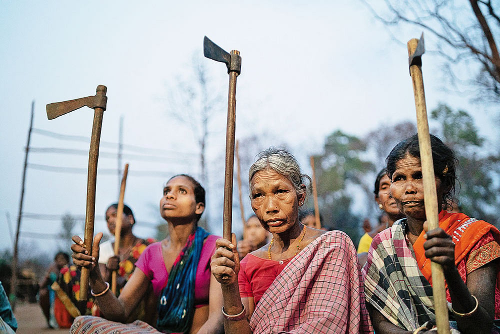 Photo: Bhumika Saraswati : A United Front: A protest by Adivasi women in Chhattisgarh’s Narayanpur against mining and destruction of forests