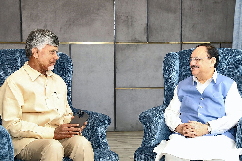 Andhra CM N Chandrababu Naidu meets JP Nadda