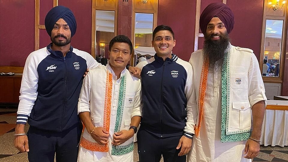 Instagram/ @weareteamindia
 : India's Paris-bound athletes in Indian jersey.